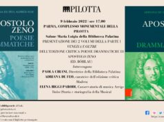 Presentazione dei volumi Apostolo Zeno. Poesie drammatiche a cura di Adriana De Feo e Alfred Noe – Salone Maria Luigia – Biblioteca Palatina Mercoledì 9 febbraio 2022 ore 17.00